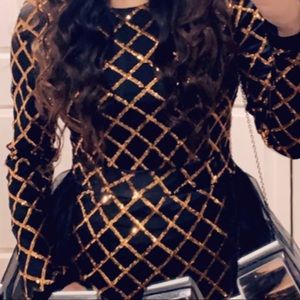 Long sleeve Sequin Evening Dress